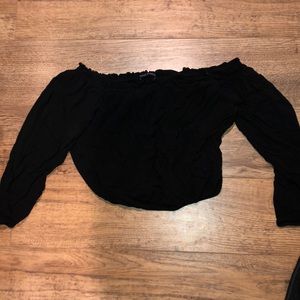 Off shoulder black crop top
